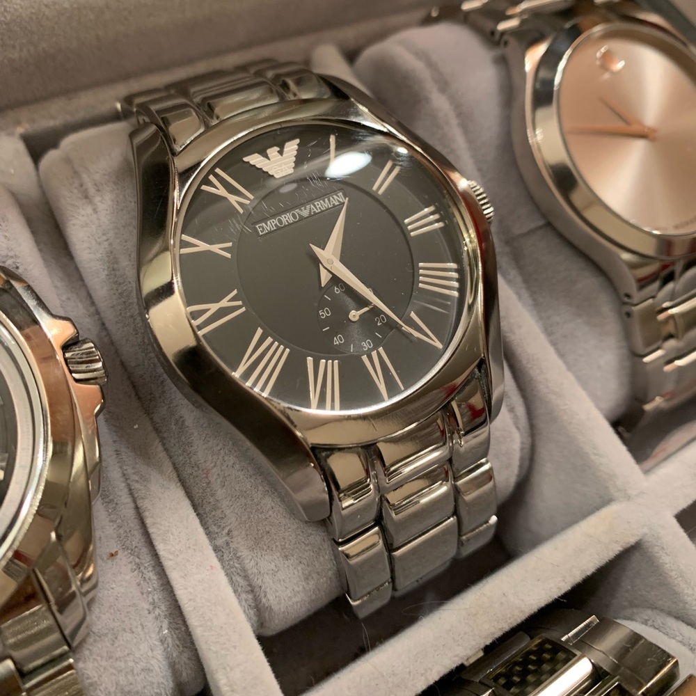 Emporio Armani Mens Watch Black Dial Stainless St